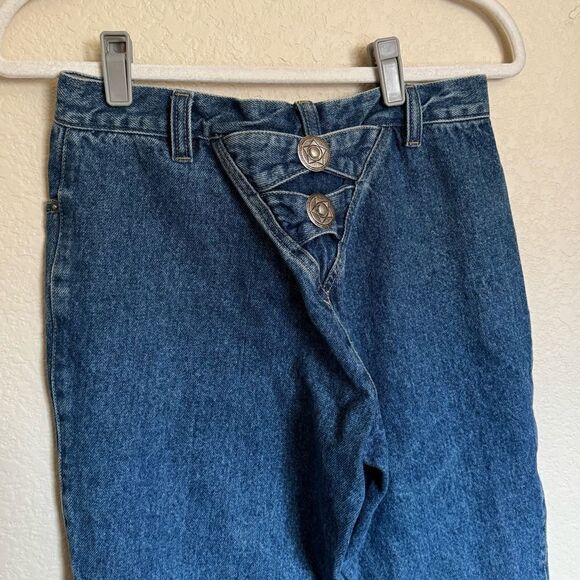 Vintage Western Rough Rider Double Metallic Buckled‎ Bootcut jeans sz 28 - Picture 1 of 6
